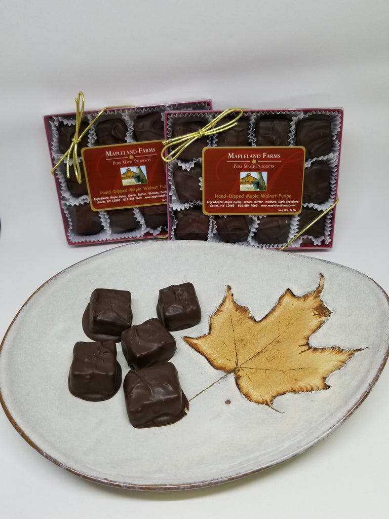 Chocolate Dipped Maple Walnut Fudge - display view