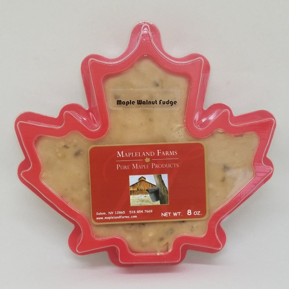 Mapleland Farm Maple Walnut Fudge in shape of maple leaf